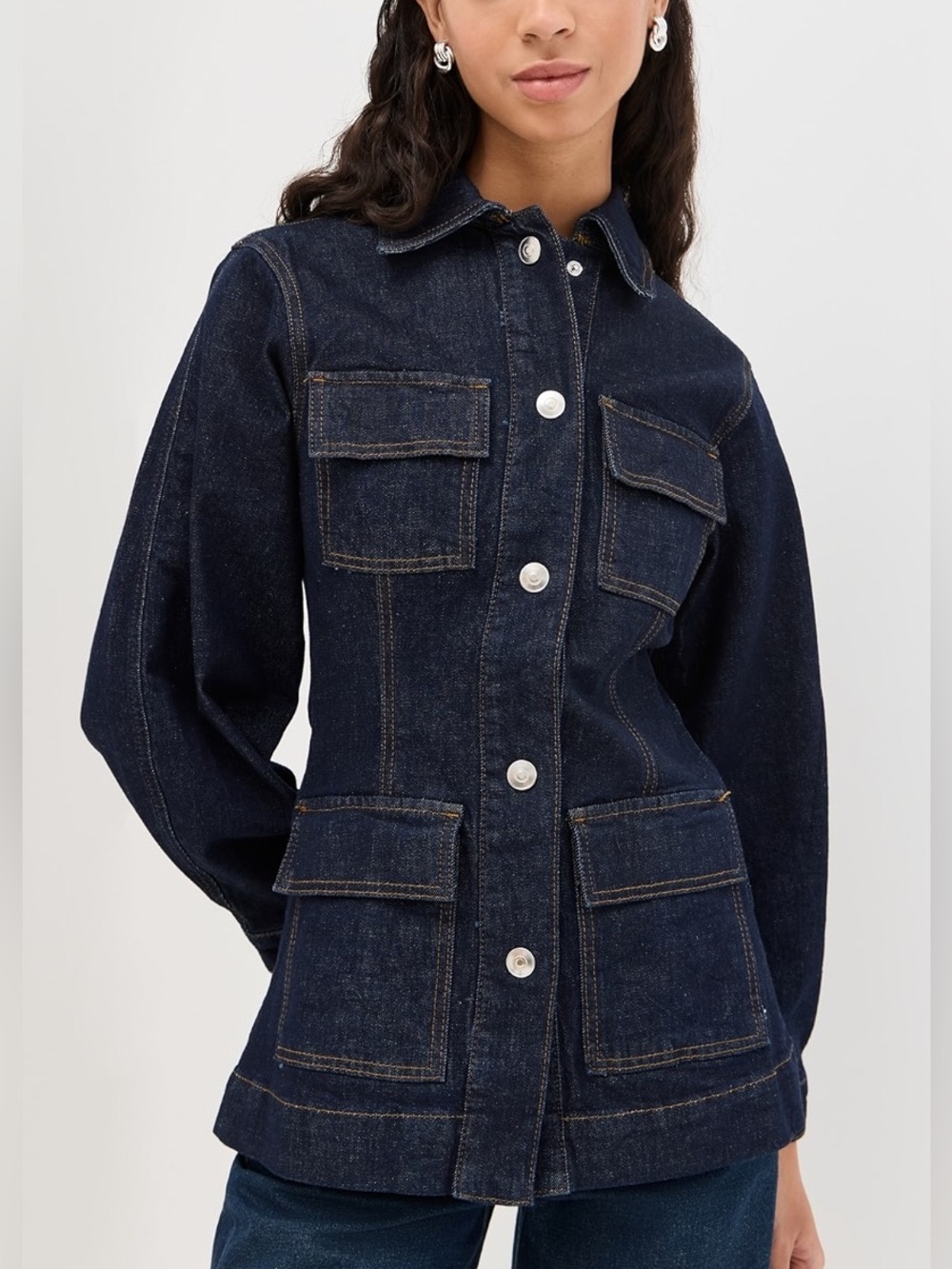 Aligne Milly Waisted Denim Jacket in Dark Blue